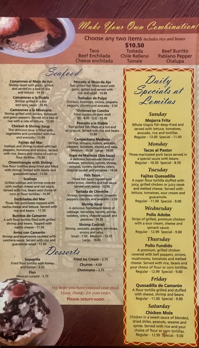 Lomitas Mexican Restaurant Photo Menu 1