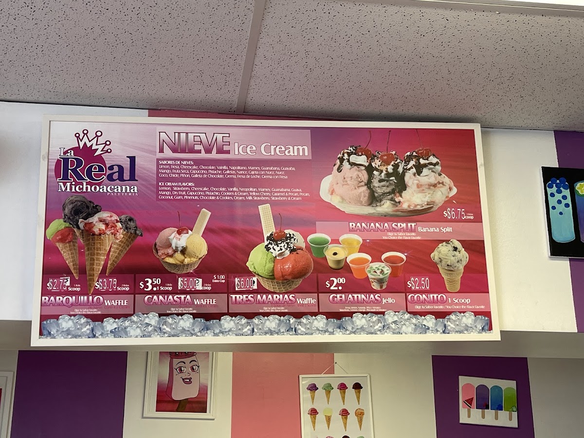 La Real Michoacana Paleteria Photo Menu 2