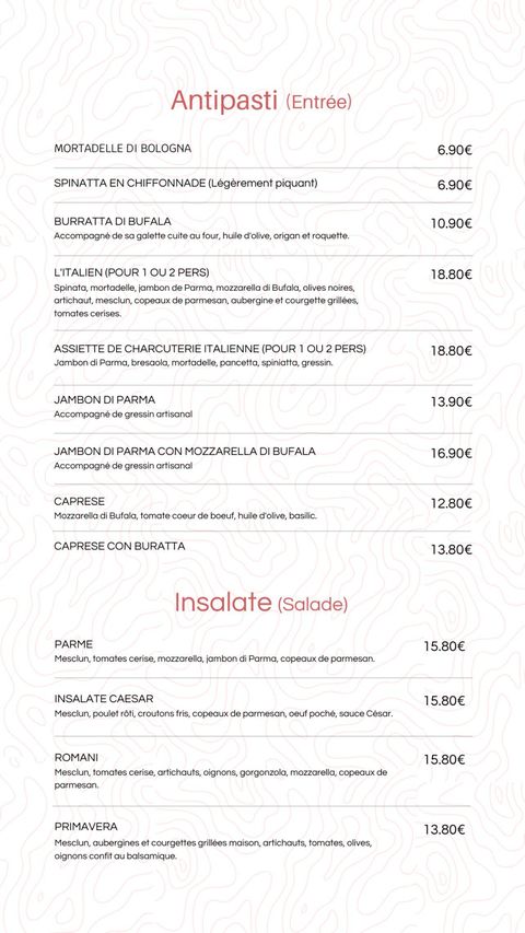 Restaurant L'Italien - La Rochelle Photo Menu 2
