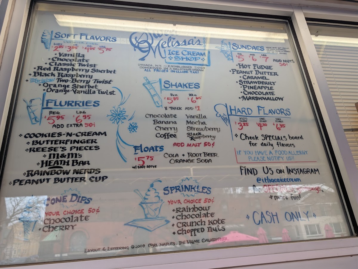 Sweet Melissa's Ice Cream Shop Photo Menu 1