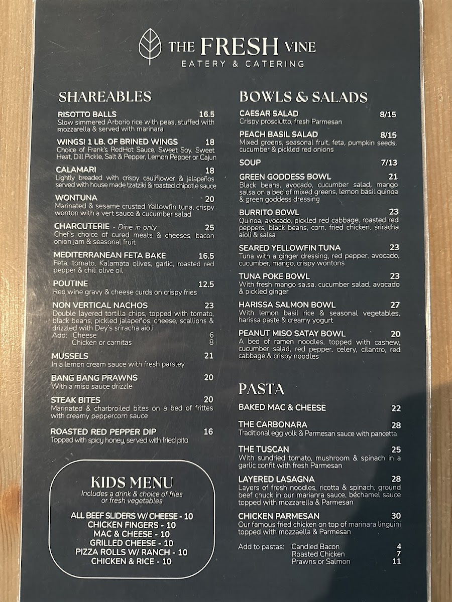 The Fresh Vine Eatery & Catering Photo Menu 1