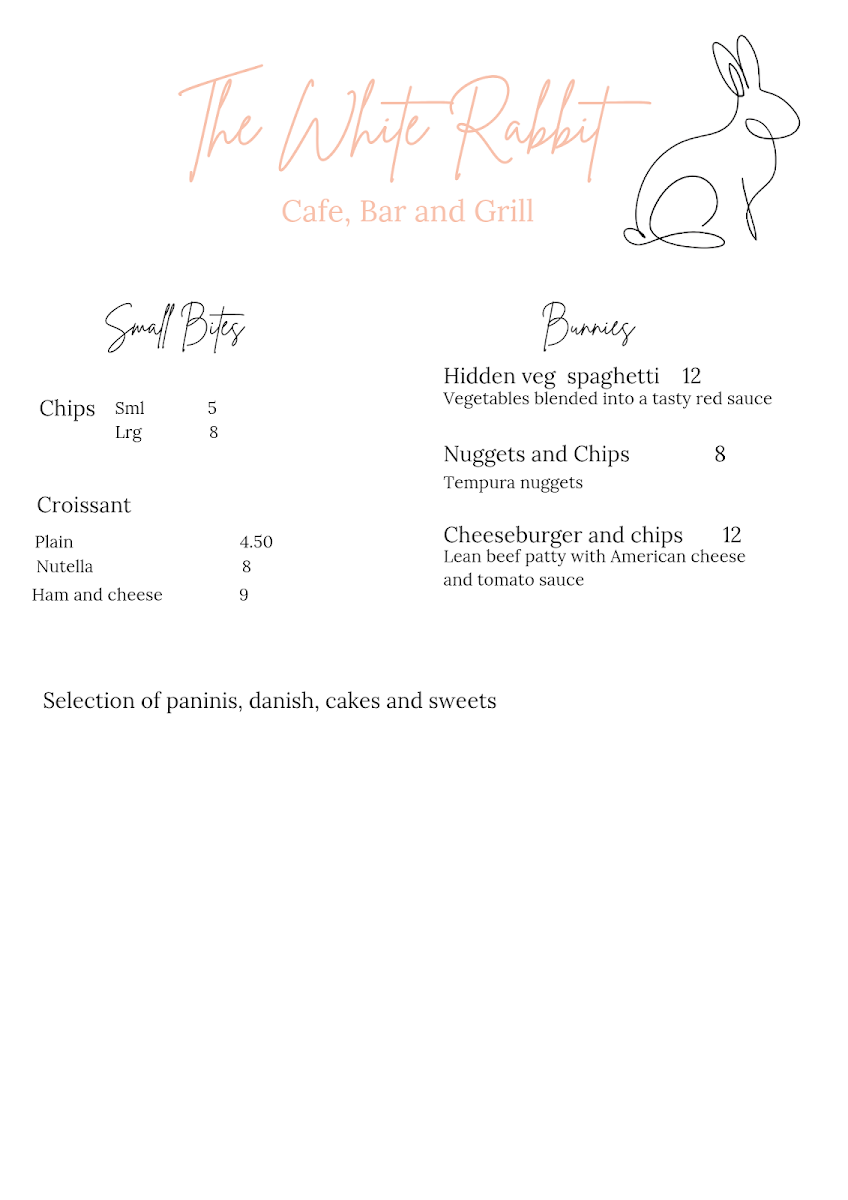 The White Rabbit Cafe, Bar and Grill Photo Menu 2