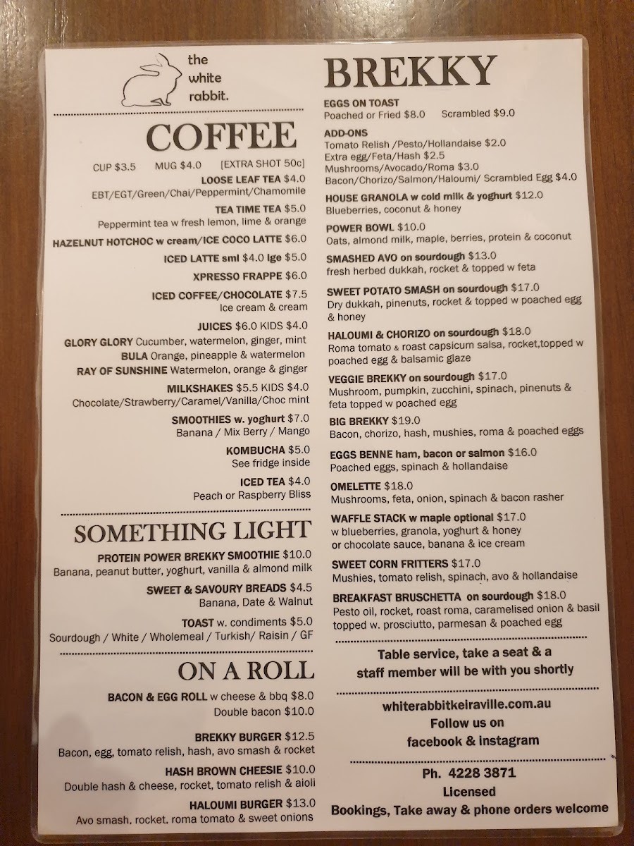 The White Rabbit Cafe, Bar and Grill Photo Menu 6