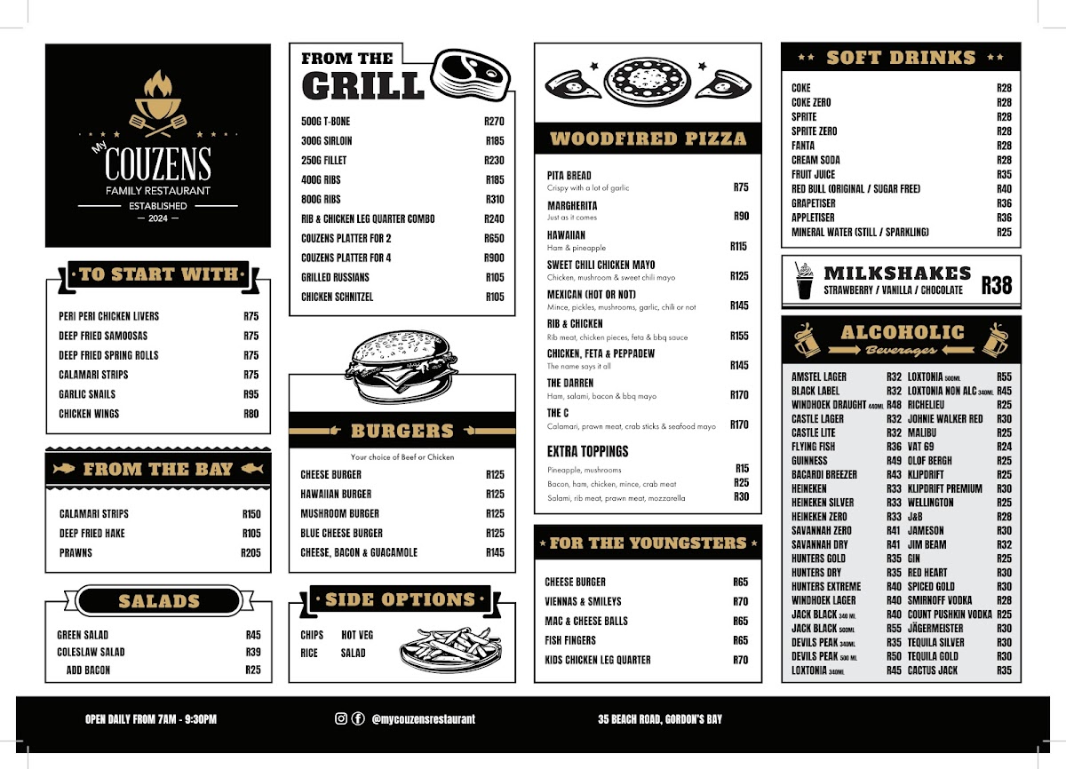 My Couzens Family Restaurant Photo Menu 1