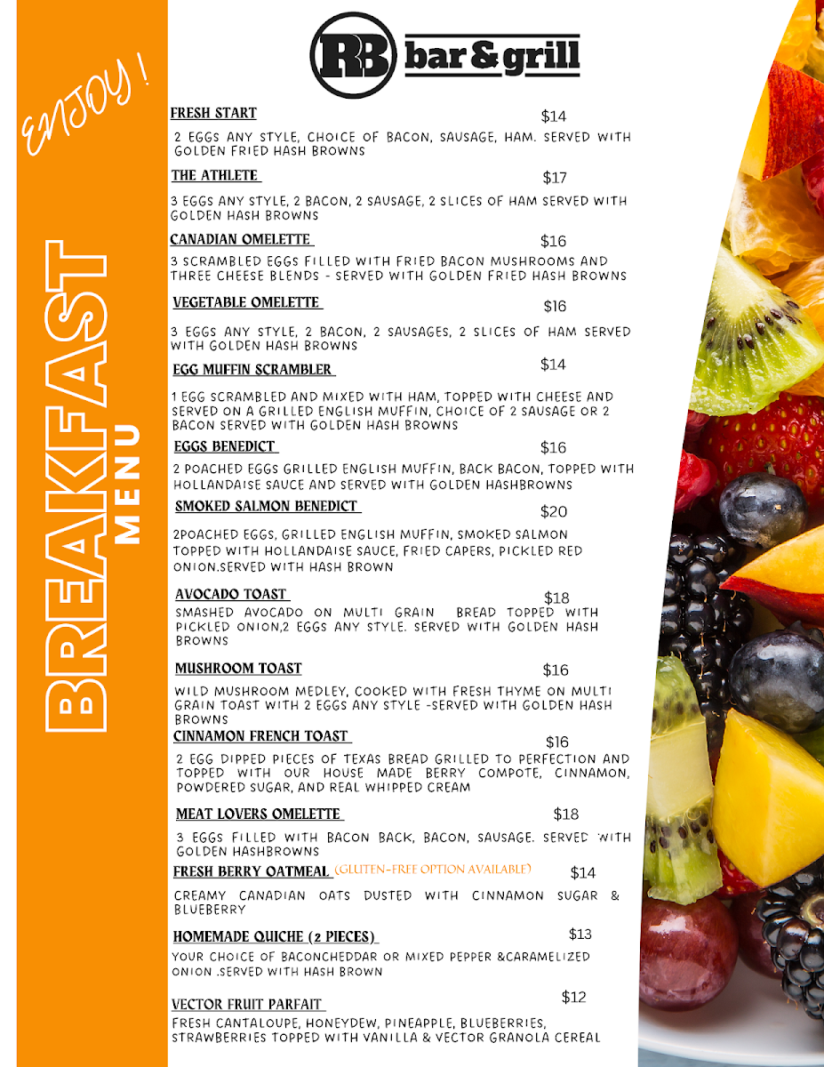 RB Bar and Grill Photo Menu 1