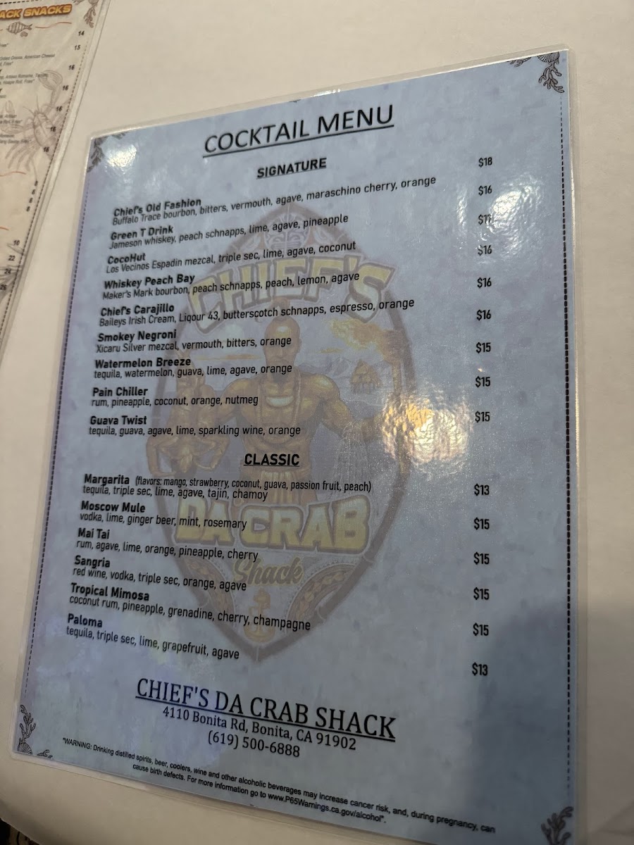 Chief's Da Crab Shack Photo Menu 4