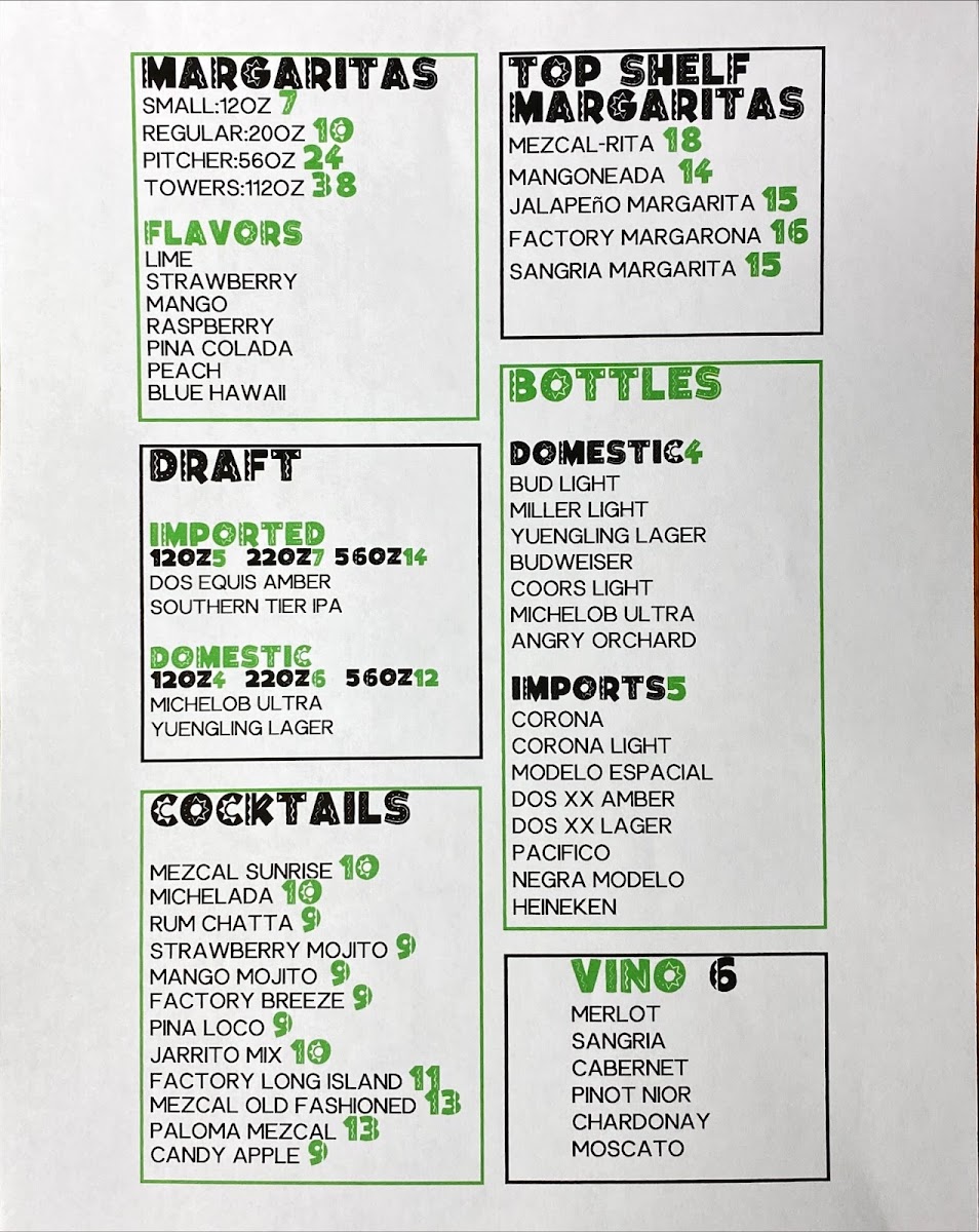 Taco Factory Mexican Cuisine Photo Menu 2