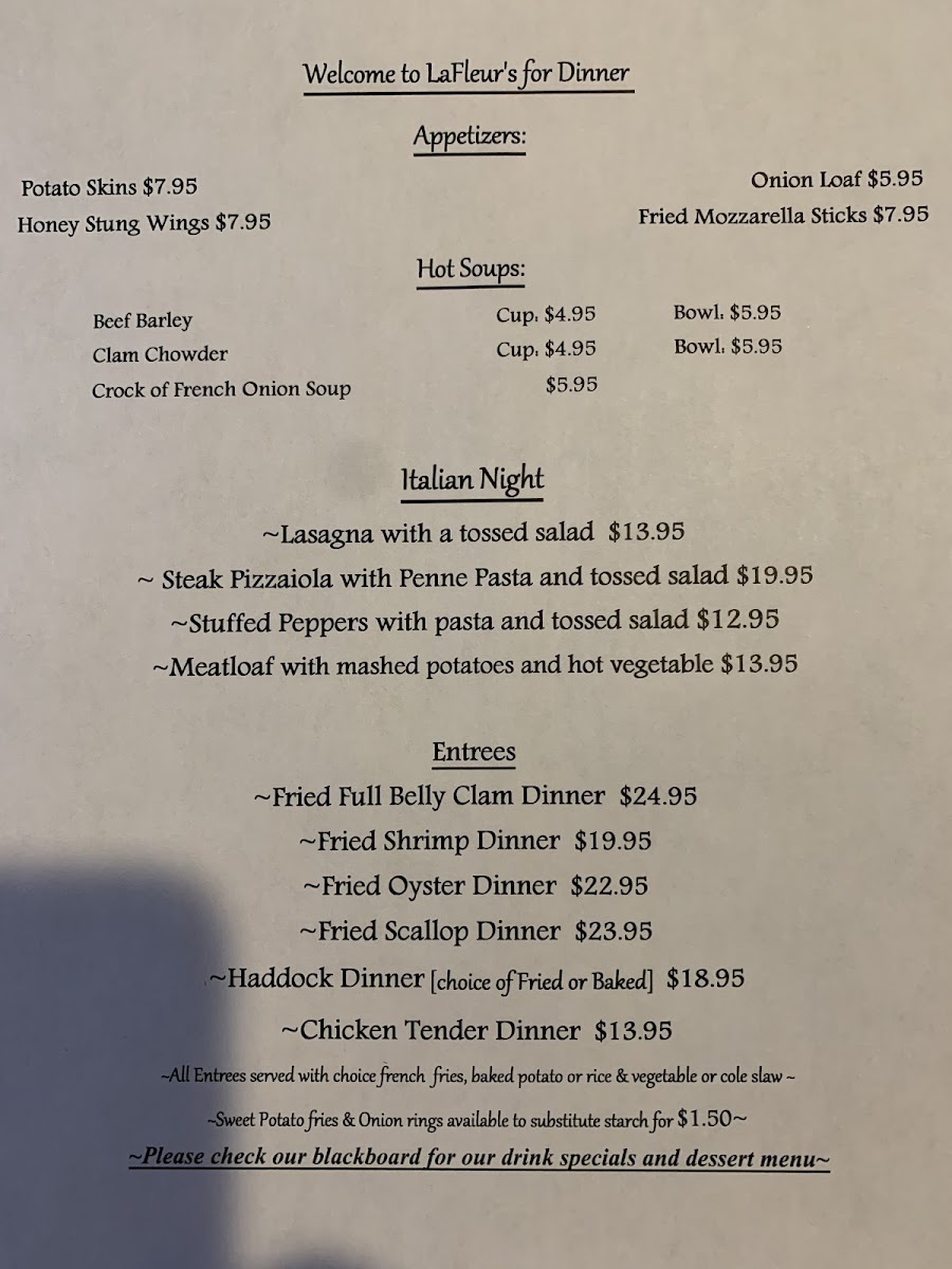 La Fleurs Restaurant Photo Menu 1