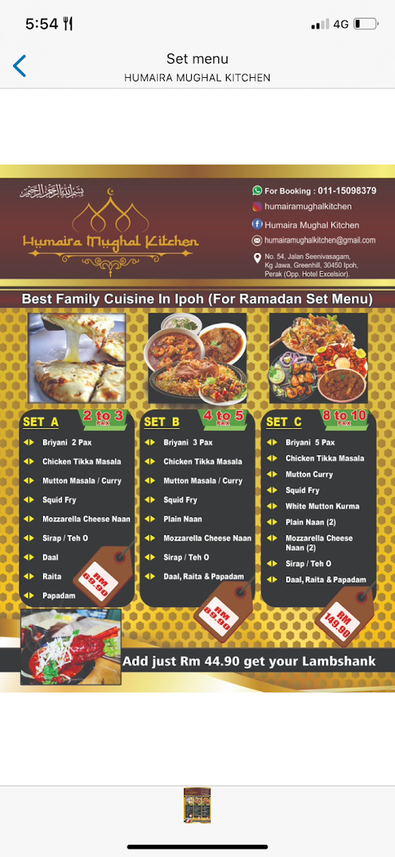 Humaira Mughal Kitchen Restaurant Photo Menu 1