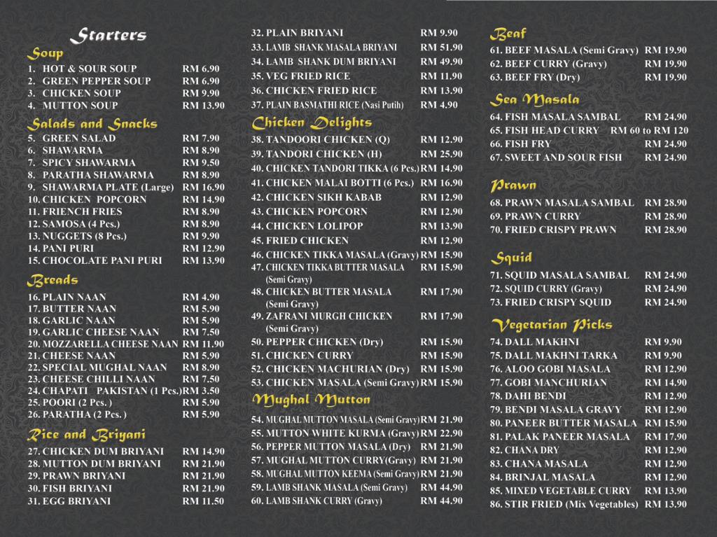 Humaira Mughal Kitchen Restaurant Photo Menu 9