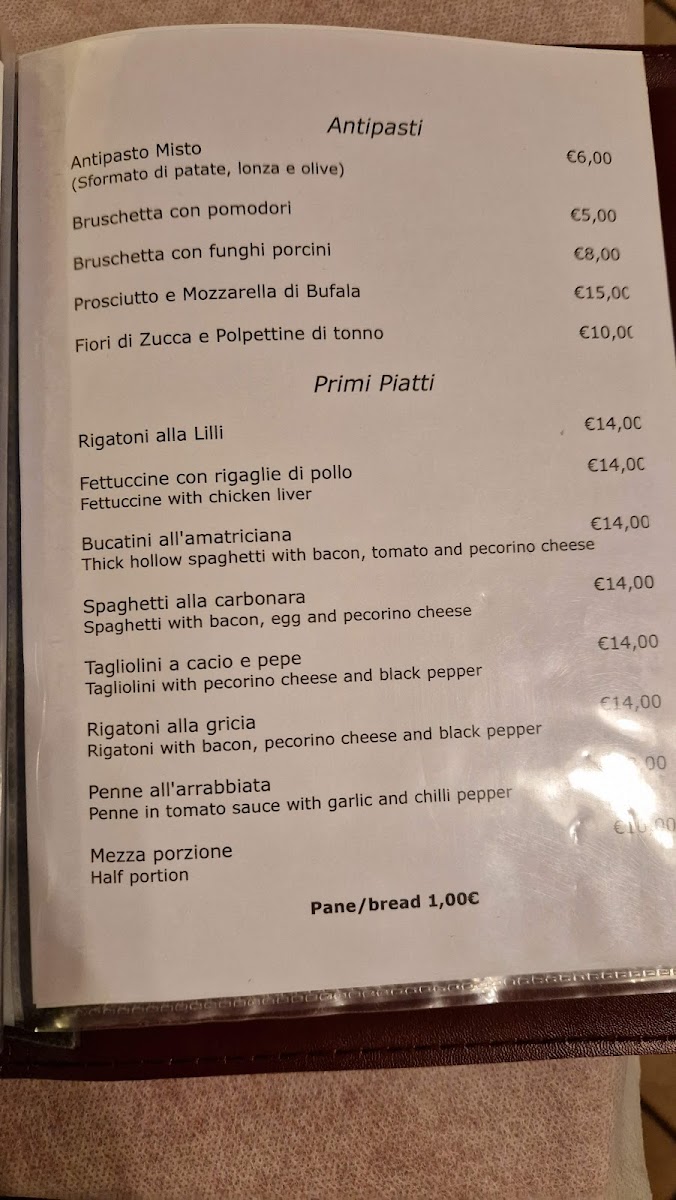 Trattoria Lilli Photo Menu 1