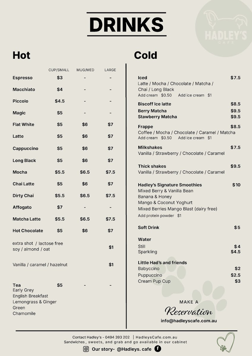 Hadley’s Cafe Photo Menu 2