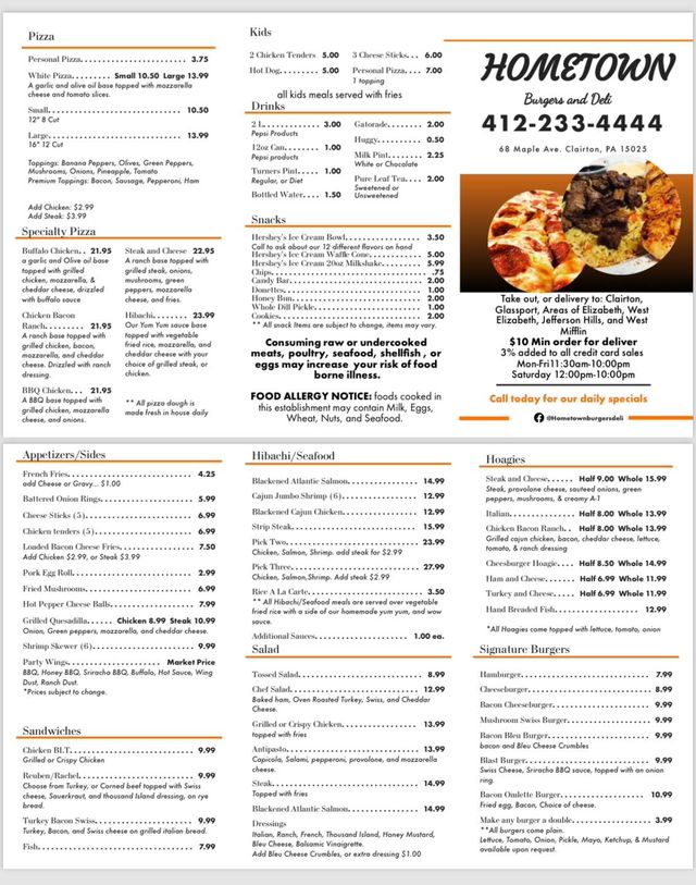 Hometown Burgers & Deli Photo Menu 1
