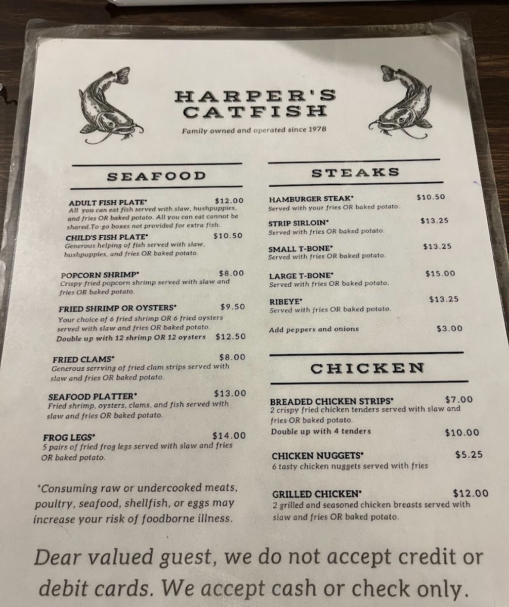Harper’s Catfish Photo Menu 1