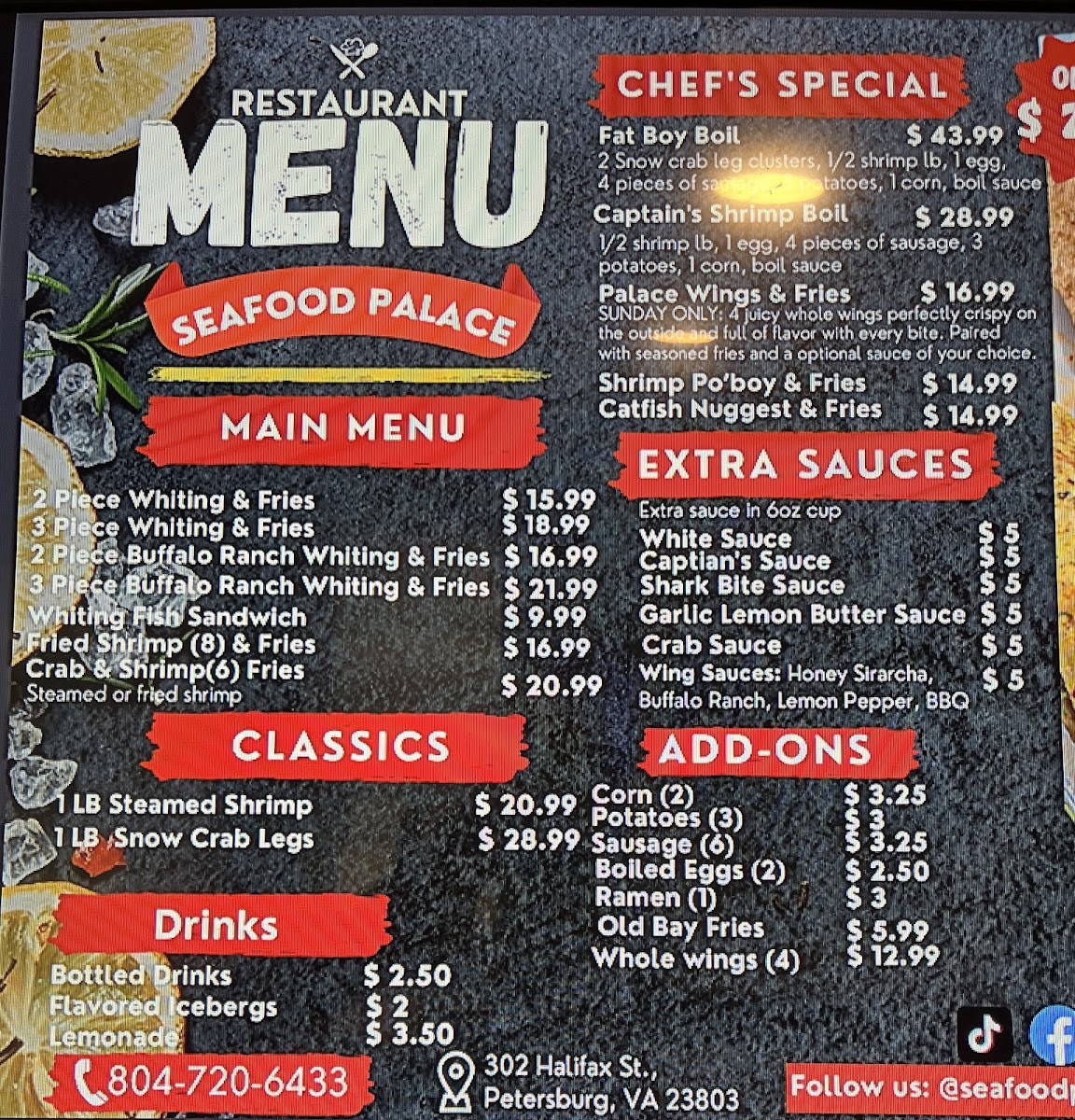 Seafood Palace Photo Menu 1