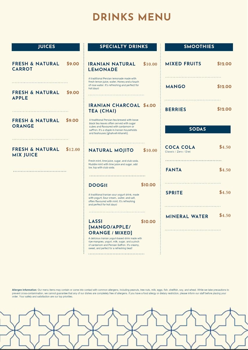 Banoo Persian Restaurant & Takeaway Photo Menu 7