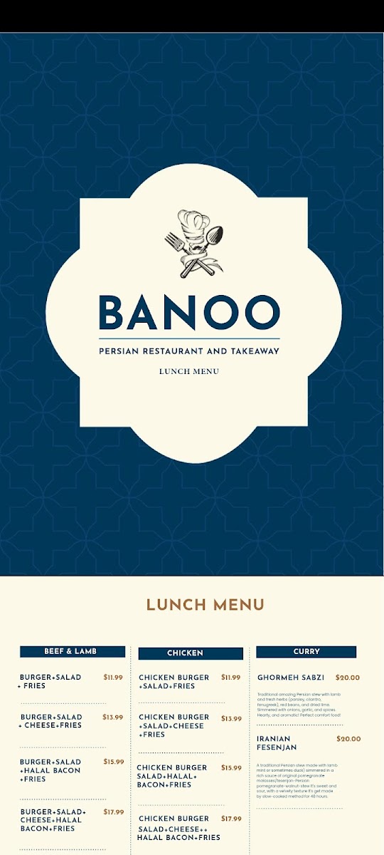 Banoo Persian Restaurant & Takeaway Photo Menu 9