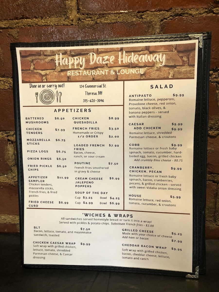 Happy Daze Hideaway Photo Menu 3