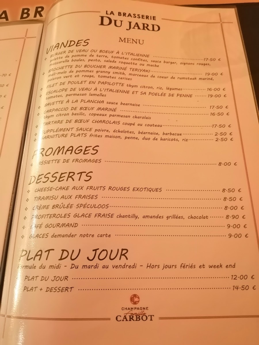 La Brasserie du Jard Photo Menu 9