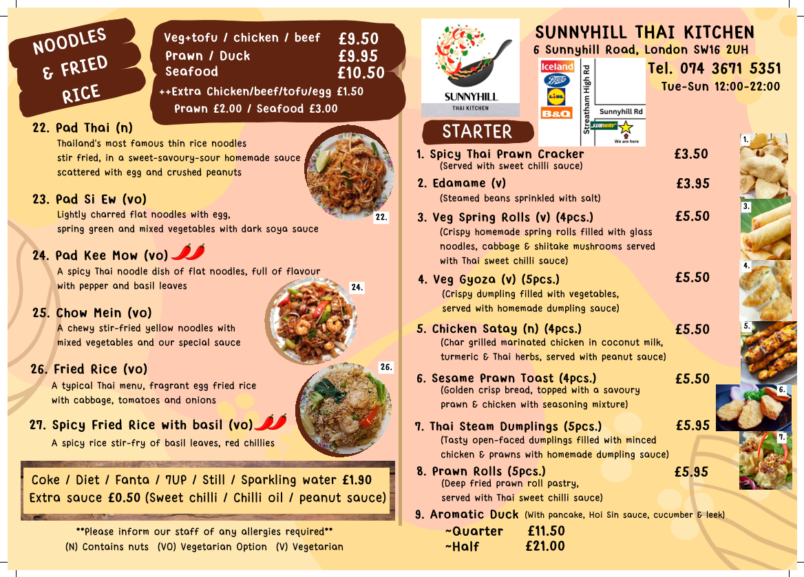 Sunnyhill Thai Kitchen Photo Menu 1