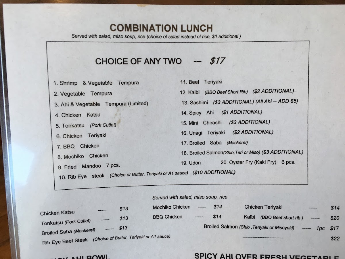 Spicy Ahi & BBQ Photo Menu 3