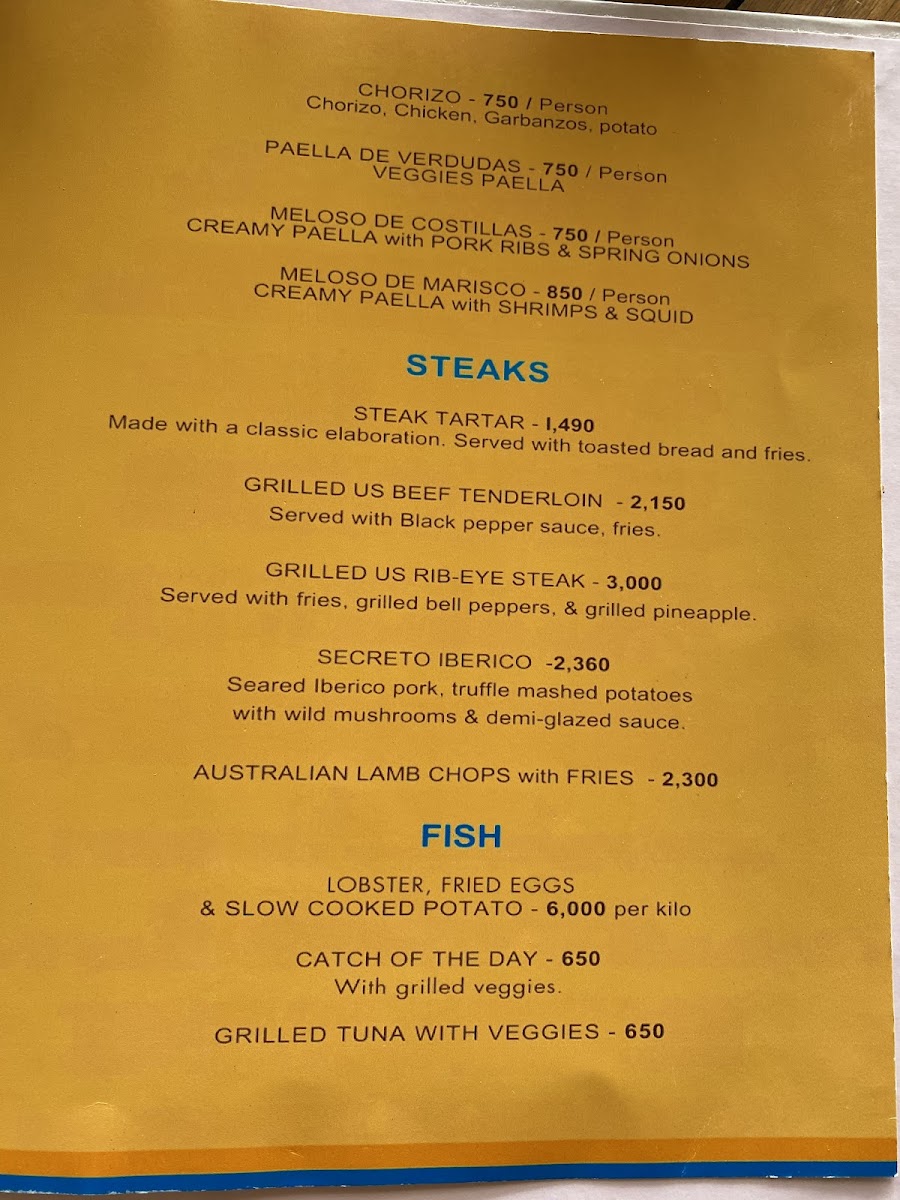 Panorama Beach Club Photo Menu 3