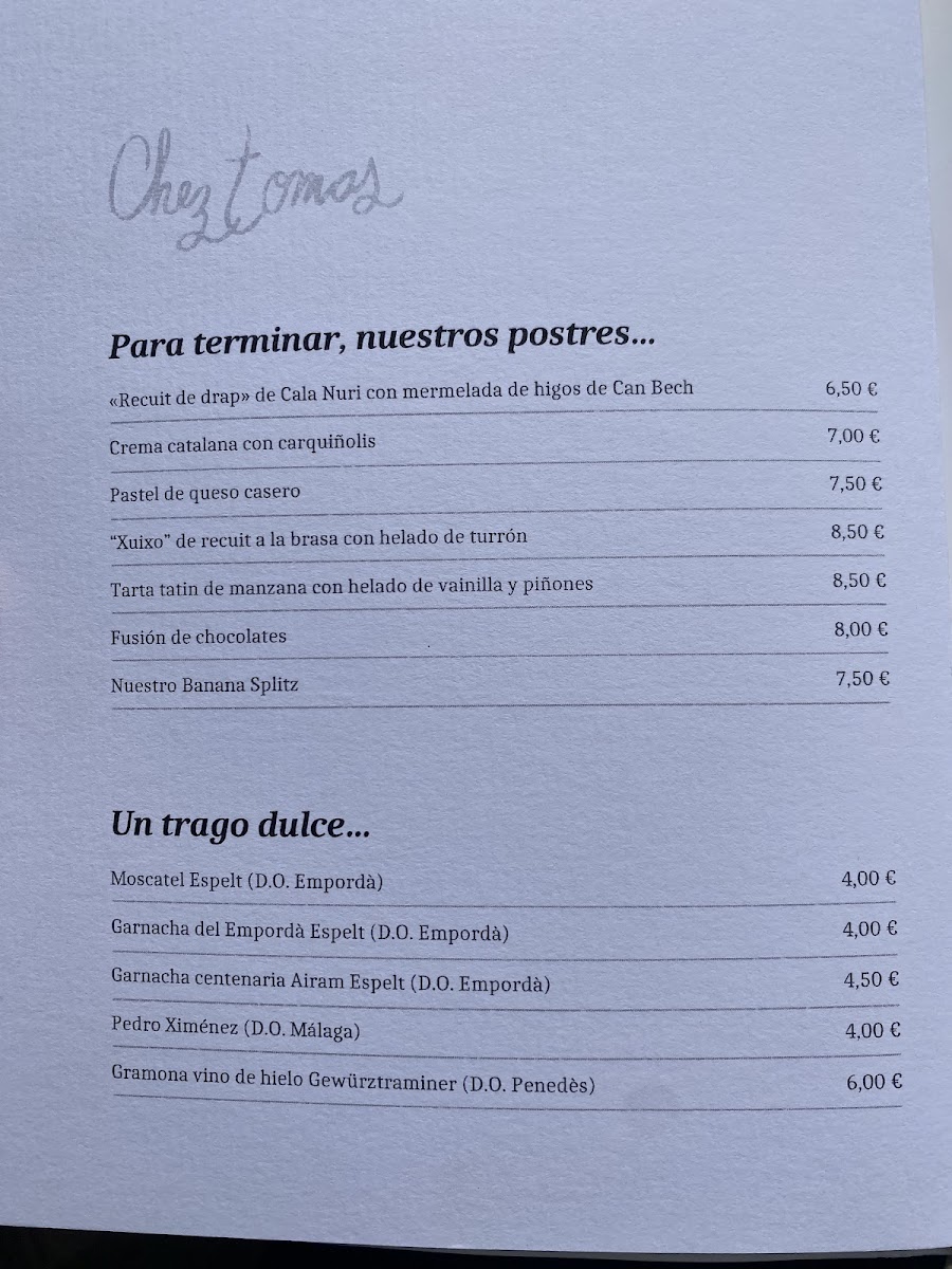 Chez Tomàs Photo Menu 1