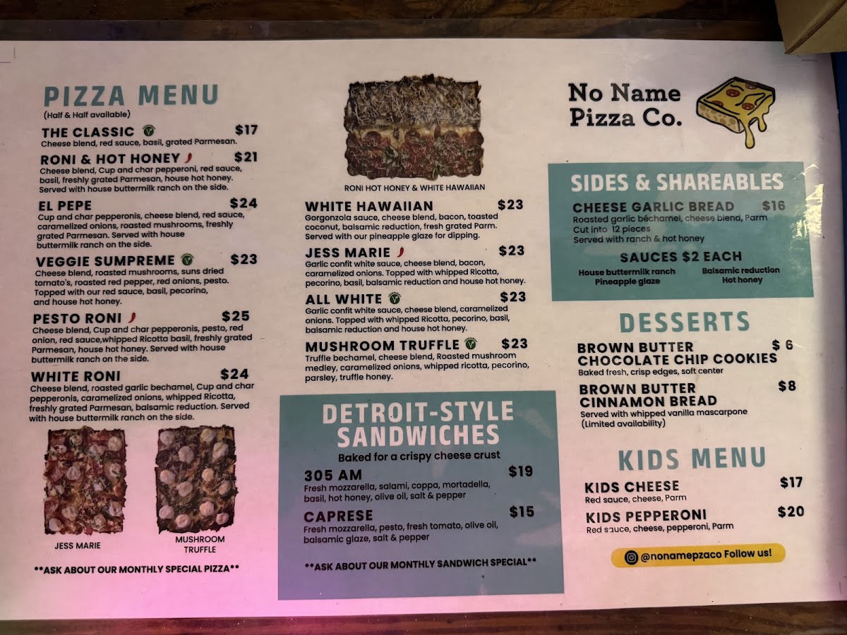 No Name Pizza Photo Menu 2