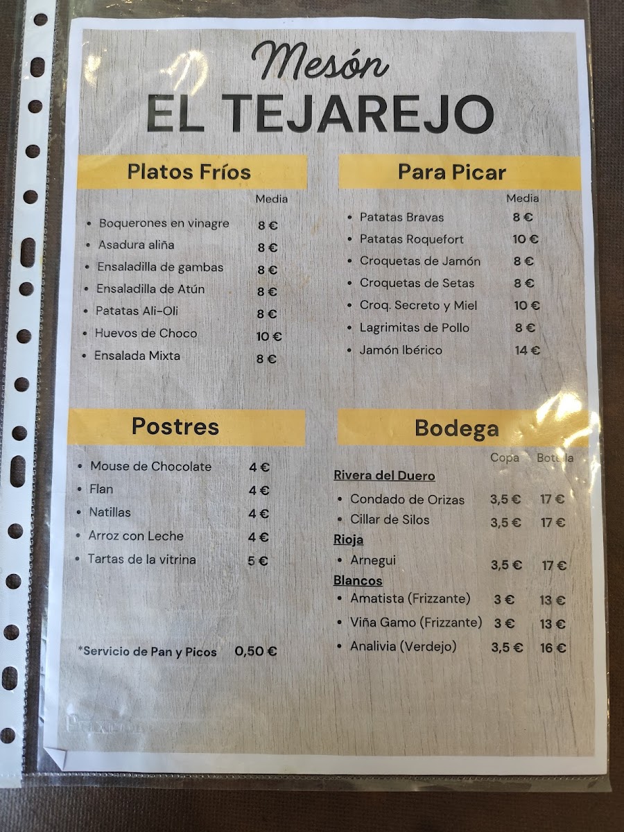 Mesón El Tejarejo Photo Menu 2