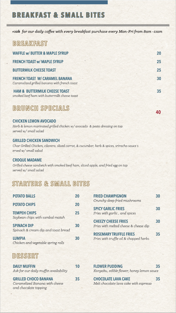The Cabin Coffee Bar Photo Menu 1