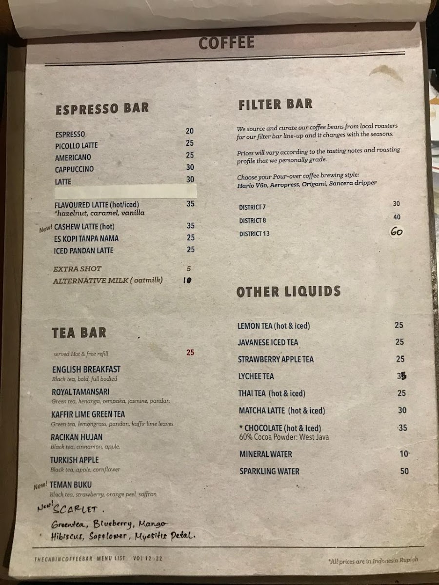 The Cabin Coffee Bar Photo Menu 5