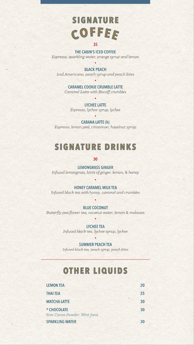 The Cabin Coffee Bar Photo Menu 8