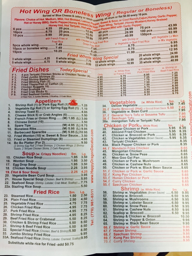 Happy Dragon Chinese Cafeteria Photo Menu 10