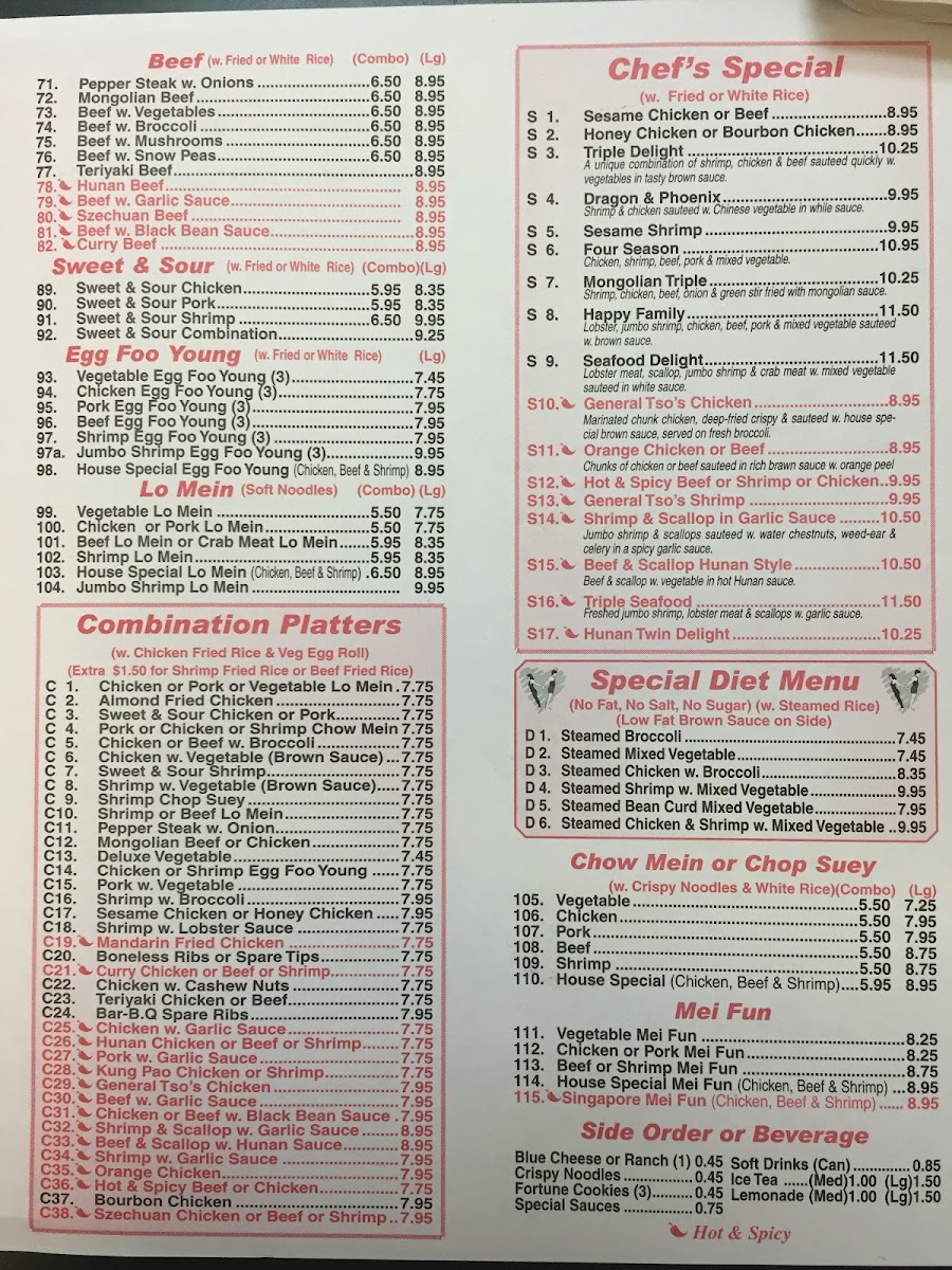 Happy Dragon Chinese Cafeteria Photo Menu 9