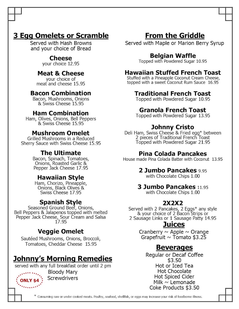 Johnny's Bar & Grill Photo Menu 1