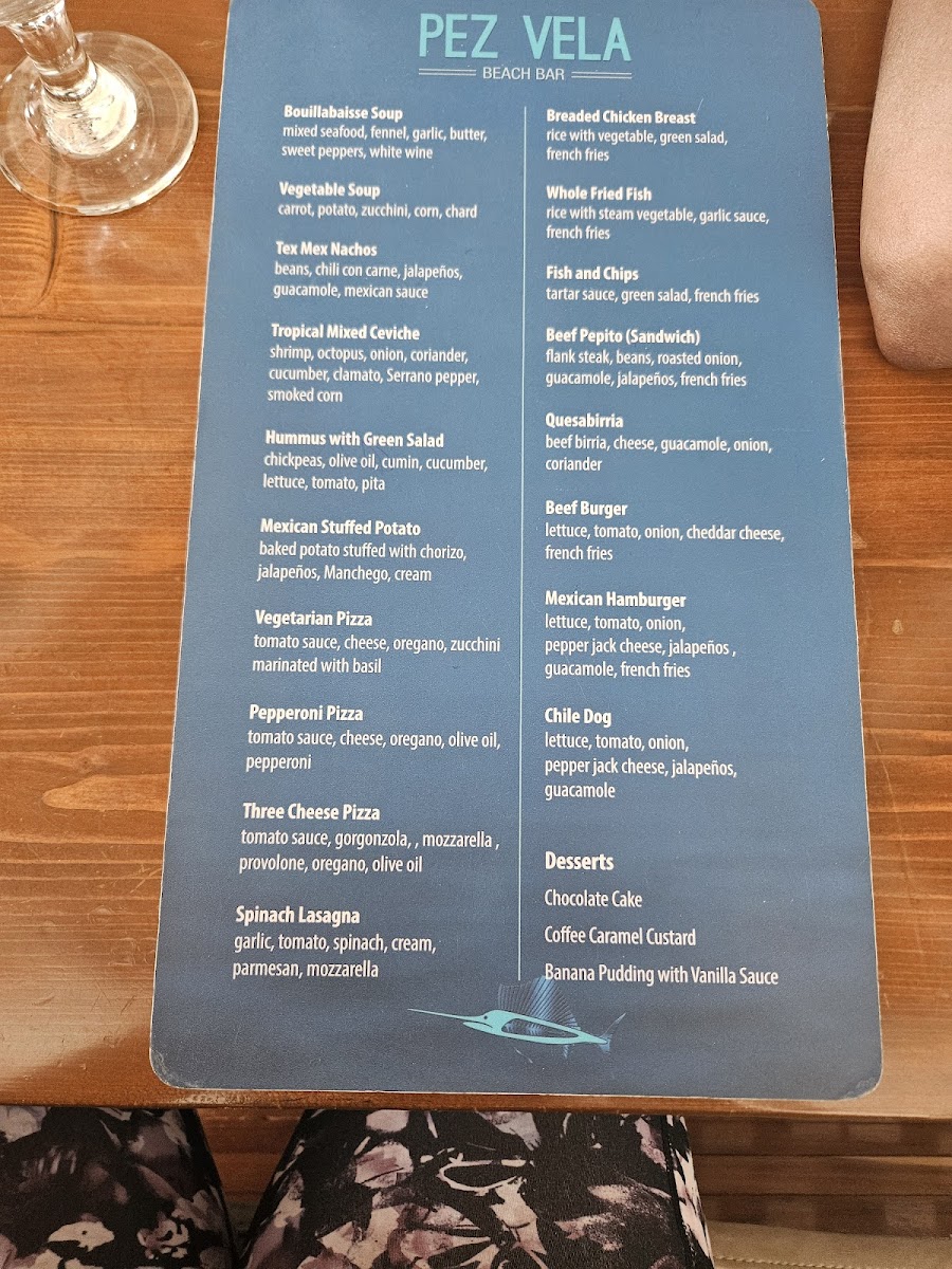 Pez Vela Restaurant Photo Menu 4