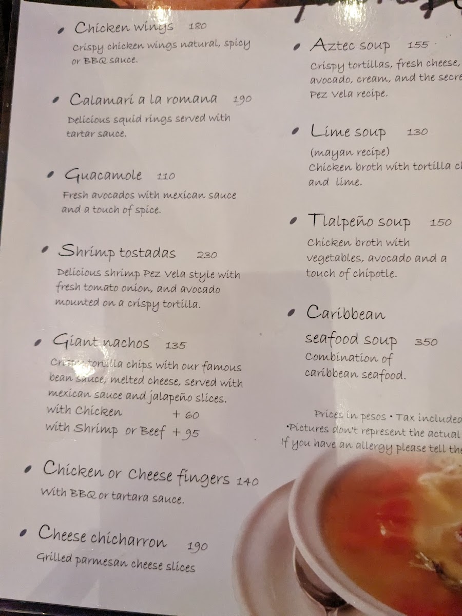 Pez Vela Restaurant Photo Menu 6