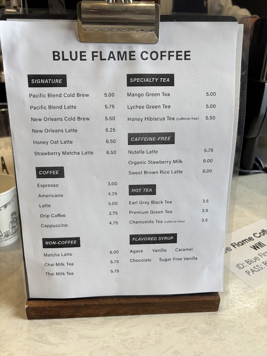The Blue Flame Coffee Photo Menu 1