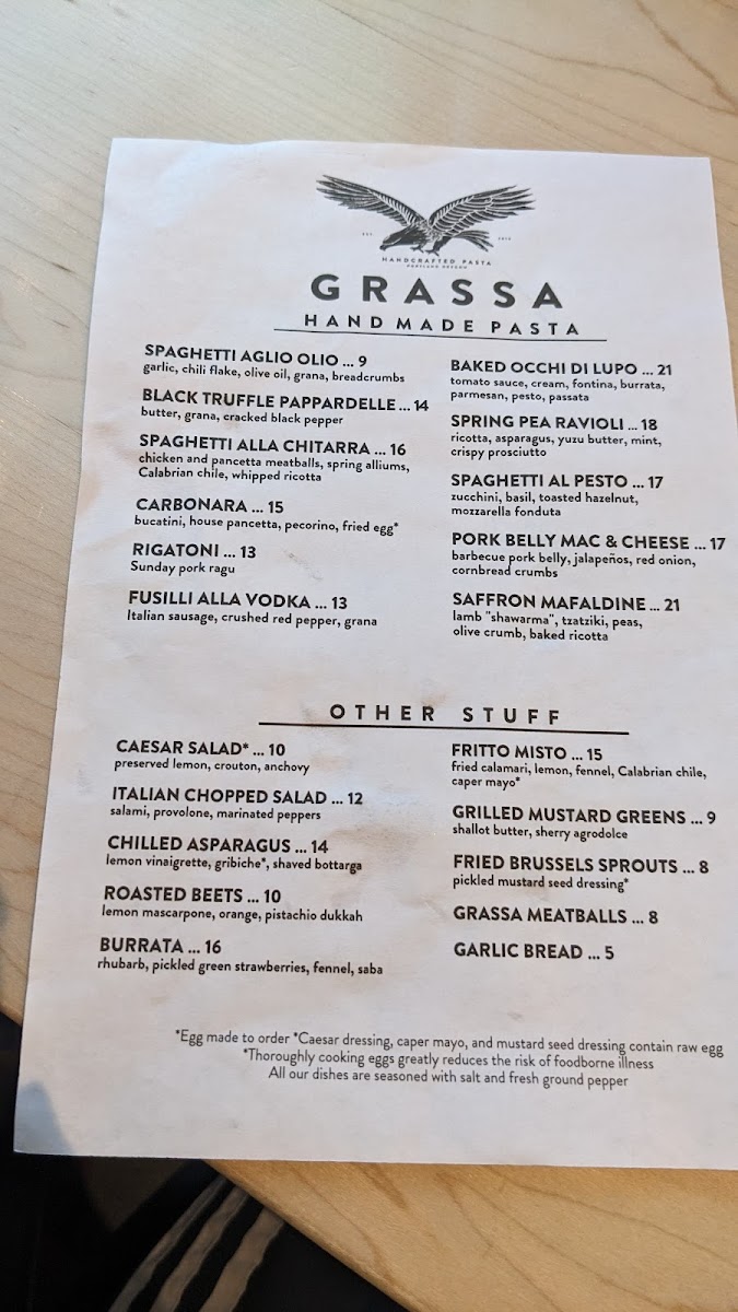 Grassa Photo Menu 5