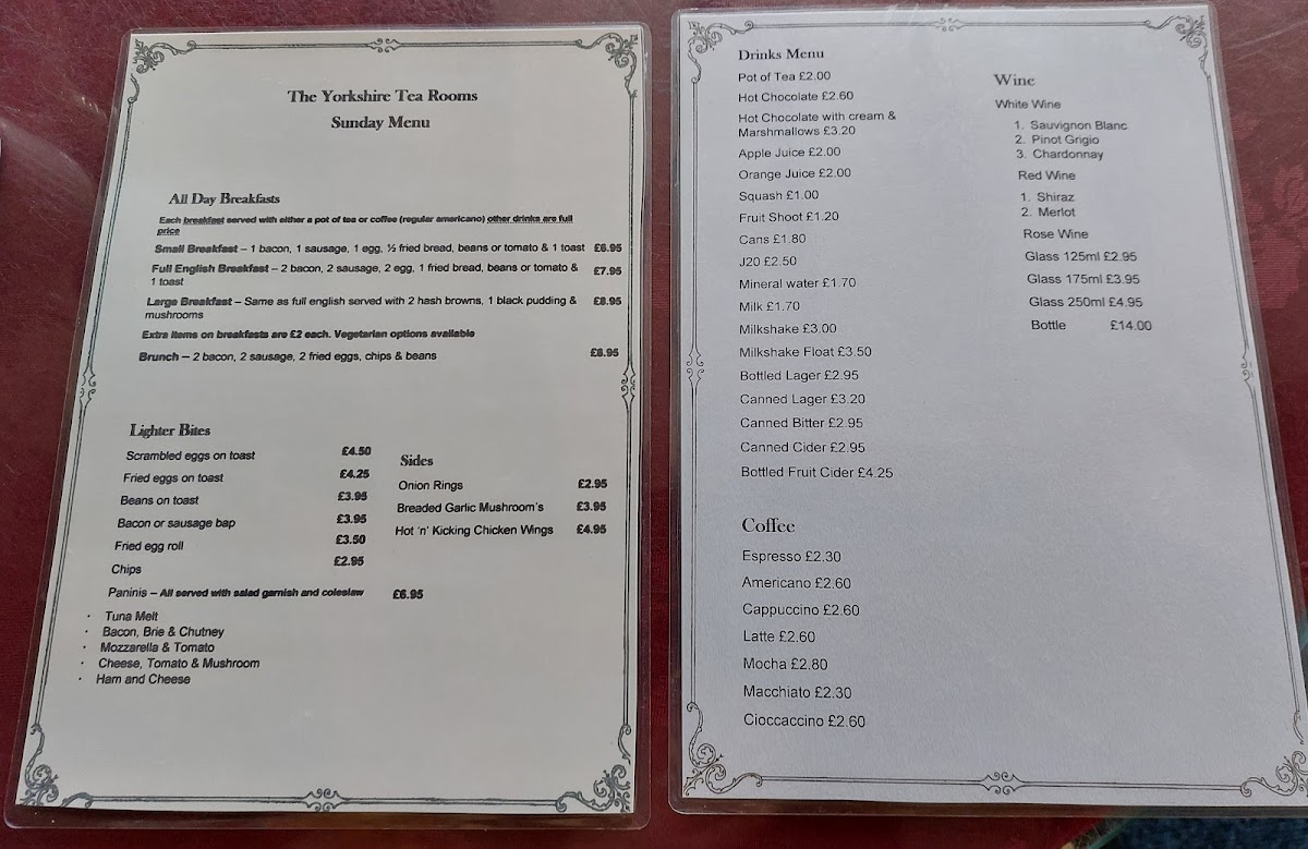 Yorkshire Tea Rooms & Restaurant Photo Menu 1