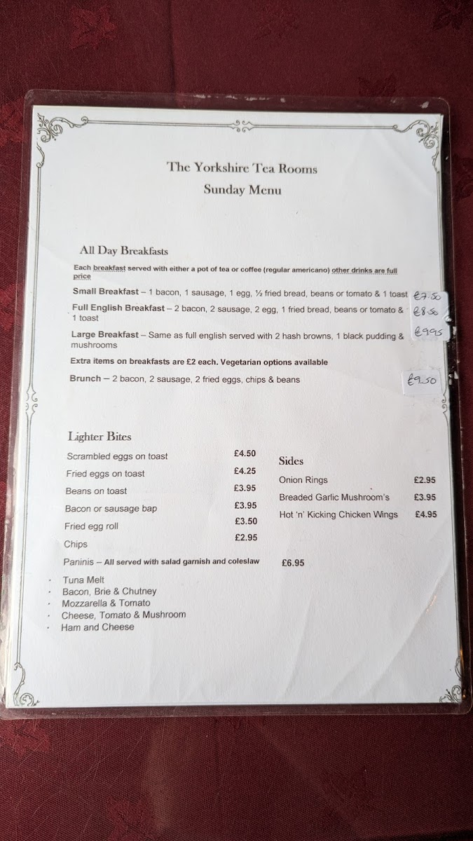 Yorkshire Tea Rooms & Restaurant Photo Menu 2
