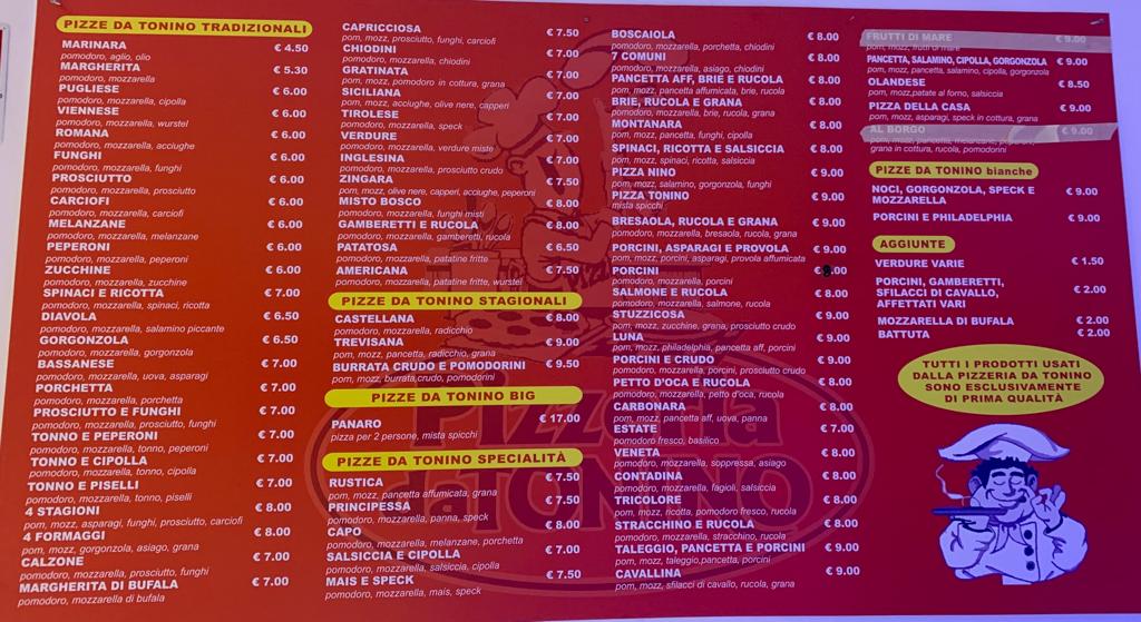 Pizzeria da Tonino Photo Menu 1