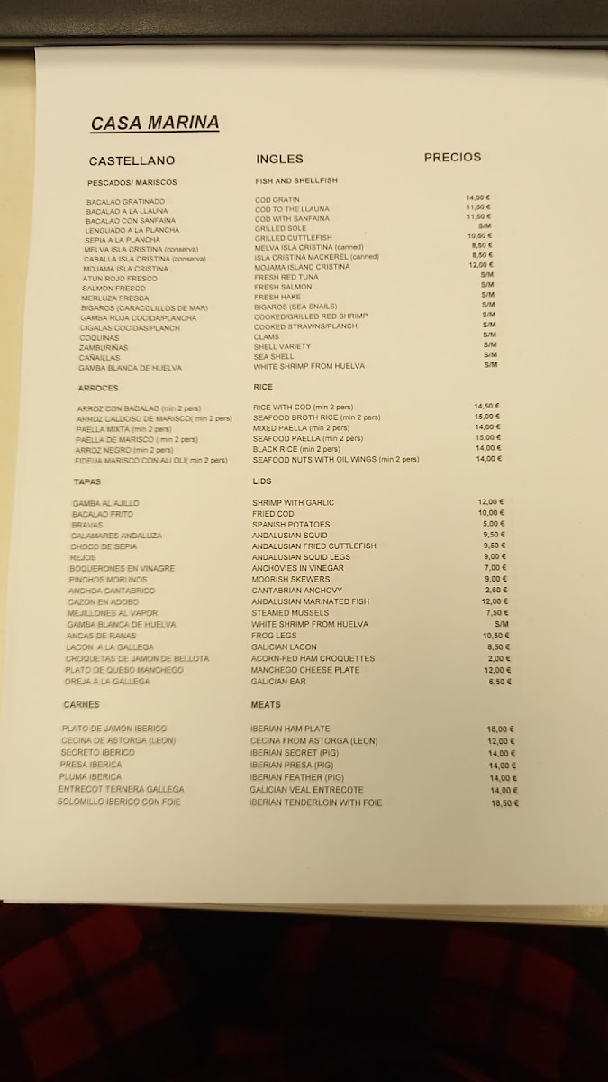 Casa Marina Picufi Photo Menu 6
