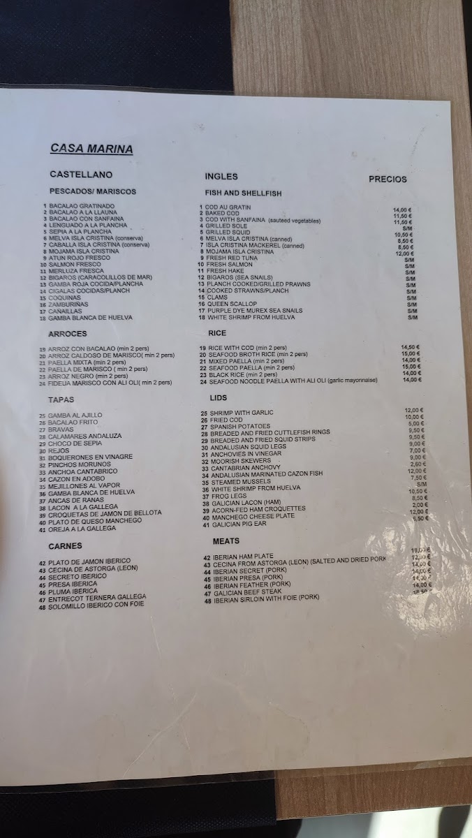 Casa Marina Picufi Photo Menu 9