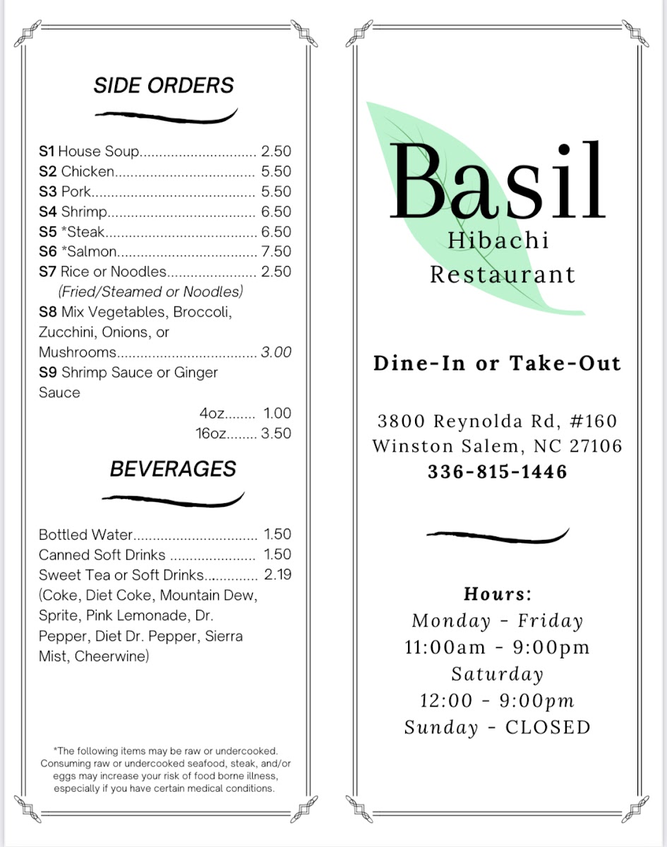 Basil Hibachi Restaurant Photo Menu 3