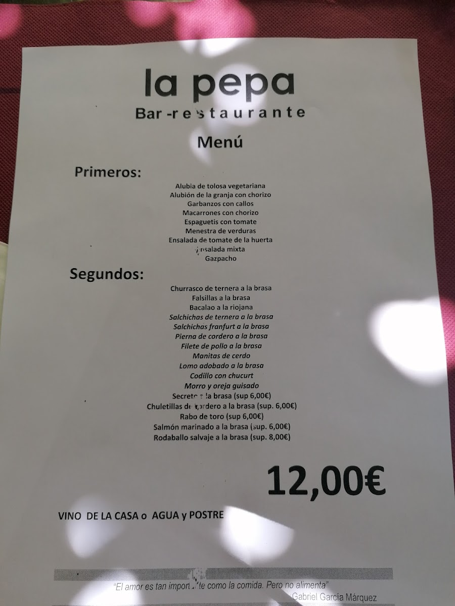 Restaurante La Pepa Photo Menu 2
