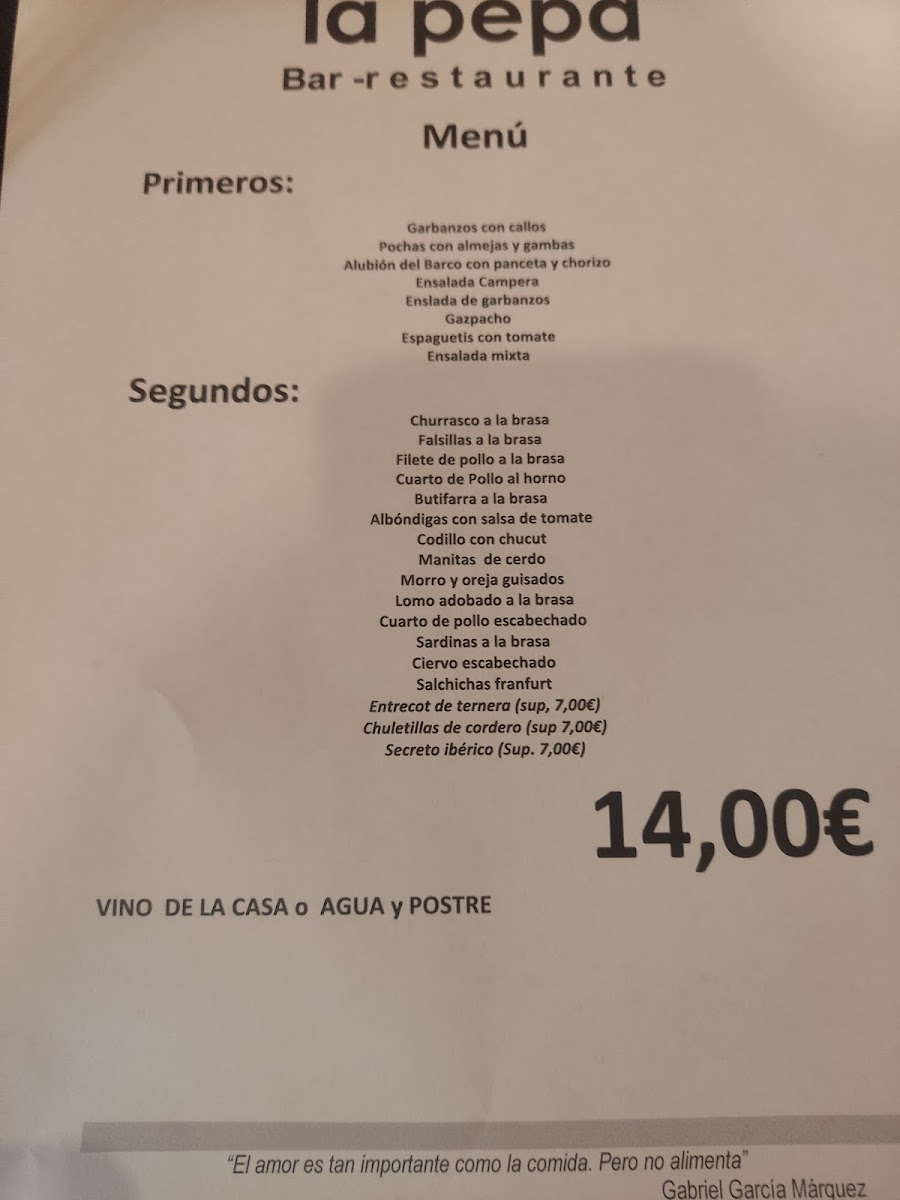 Restaurante La Pepa Photo Menu 3