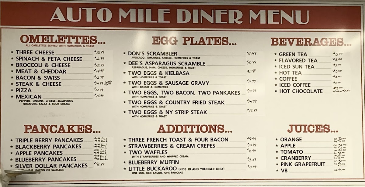 Auto Mile Diner Photo Menu 2