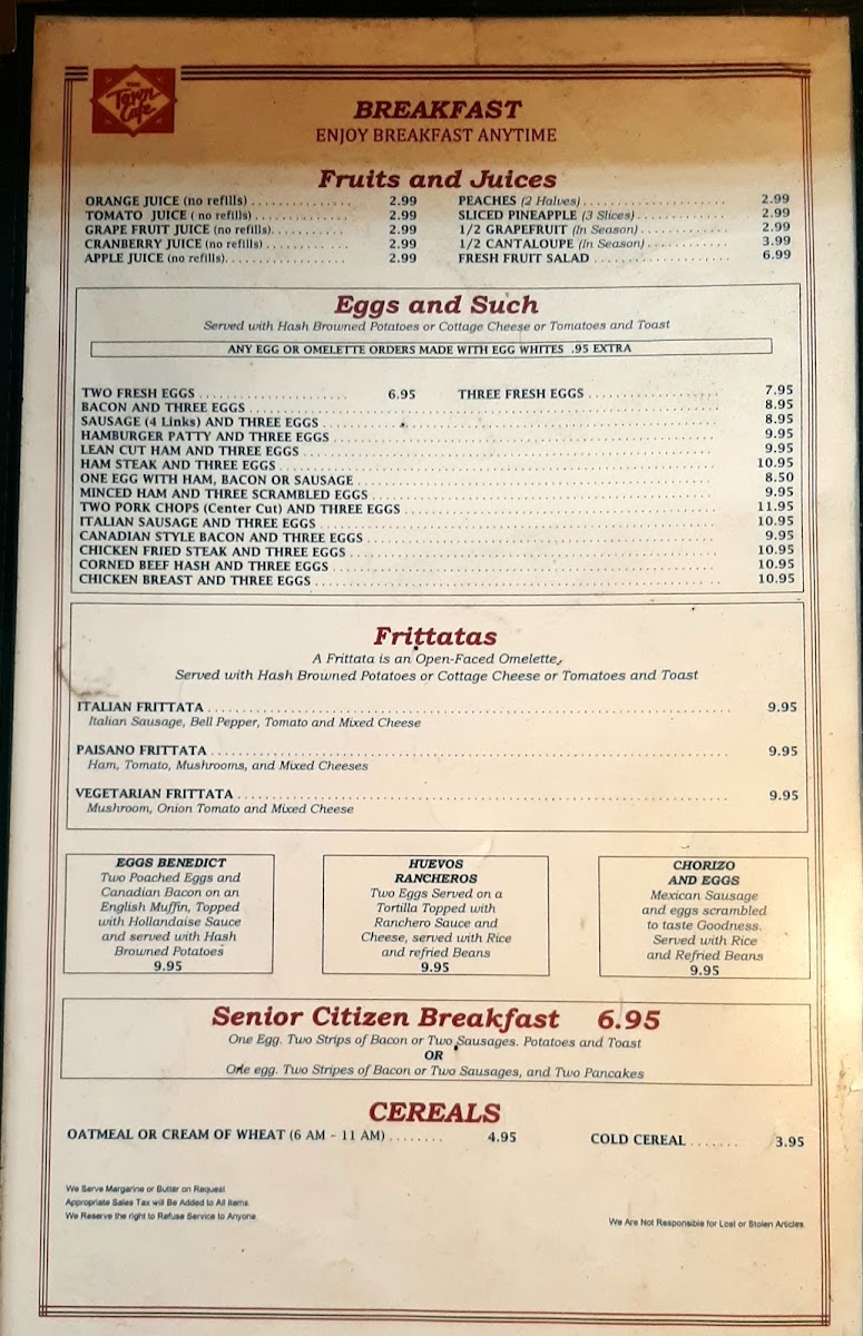 The Town Cafe Photo Menu 2