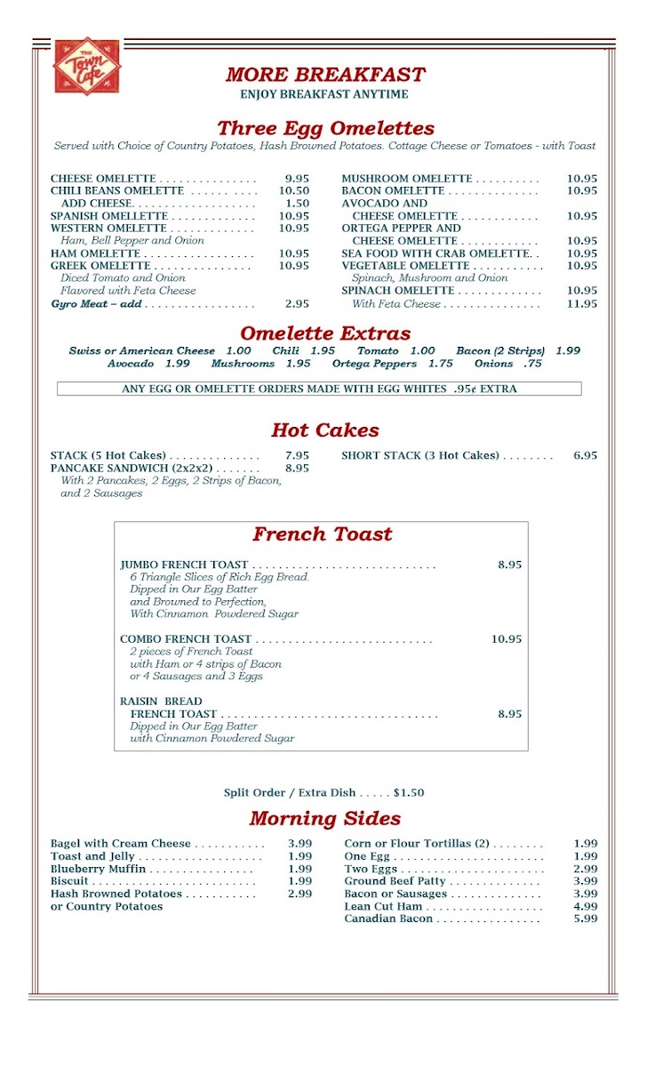 The Town Cafe Photo Menu 9